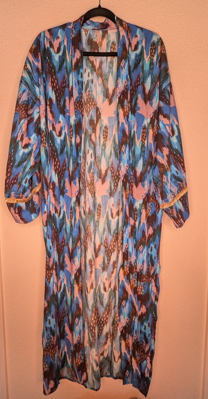 Handmade Belted Kimono OS Natural Fibers Gemstone Festival Rave Burning Man Chic